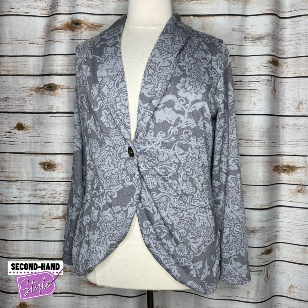 Maurices Grey Traditional-print Cotton-blend One-button Blazer
